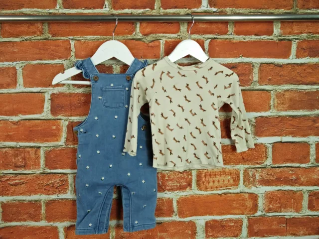 Baby Girl Bundle Age 0-3 Months M&S H&M Dungarees Romper Top T-Shirt Set 62Cm