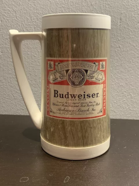 Budweiser Thermo-Serv Insulated Plastic Beer Mug Made in USA Vintage