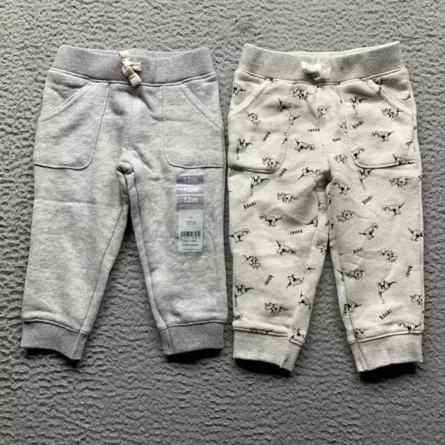 Lot Of 2 Carters Joggers Sweatpants Baby Boys 12 M Gray Dinosaur Outdoors Pants