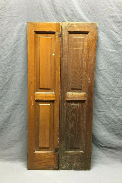 Antique Pair Chestnut Cupboard Doors 8x34 Cabinet Kitchen Vintage Old 430-21B