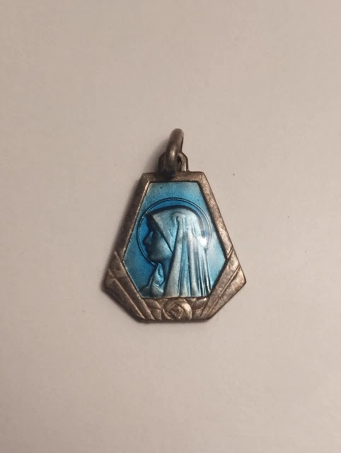 Broche Médaille Vintage Notre-Dame De Lourdes - Argent 923, Vierge Marie, Occasion Bon état