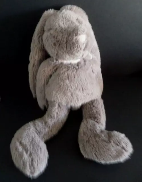 Q4.DOUDOU PELUCHE DIMPEL LAPIN marron gris écharpe noeud nez rose fleur 38cNEUF* 2