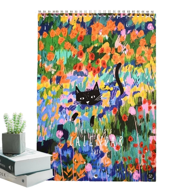 CAT ART WALL Calendar 2024 Calendar Planner From Jan to Dec Novelty