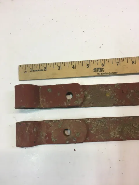 2 Vintage 15'' Farm Barn Door Gate Hand Forged Strap Hinges Great Old Patina 2