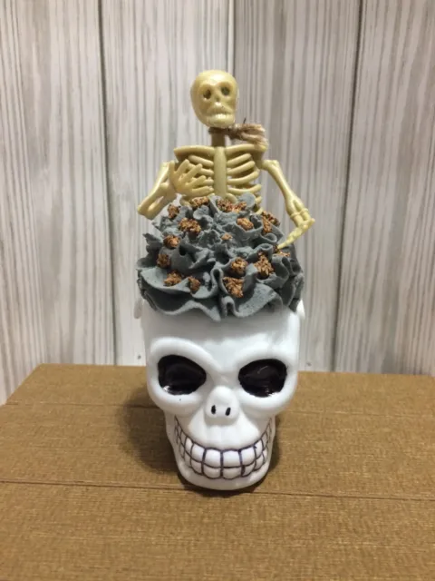 Halloween Creepy Unearthed Skeleton Skull Fake Whipped Cream Tiered Tray Decor