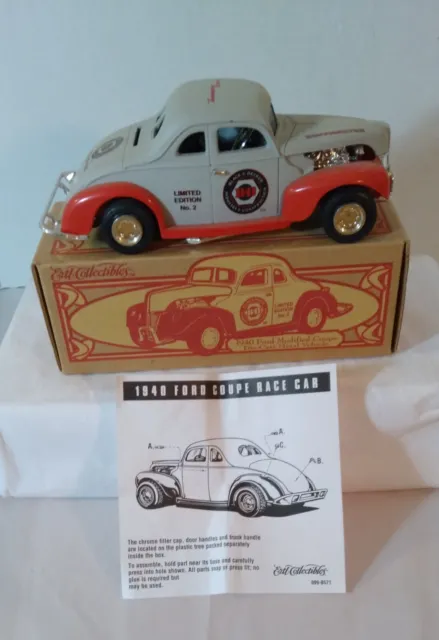 VINTAGE ERTL Collectibles 1940 Ford Modified Coupe/ Die-Cast Metal Coin Bank NEW
