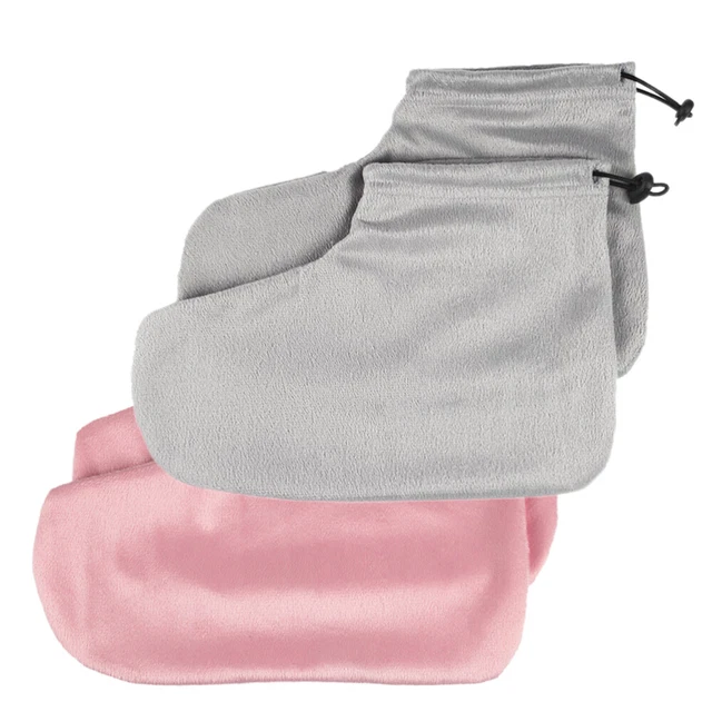 2 pares de fundas hidratantes para pies plantillas de baño de parafina rosa