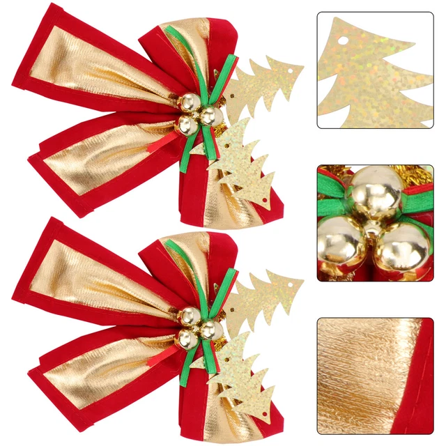 2Pcs Weihnachten Bowknot Bogen Kranz Dekoration Party Bogen Decor
