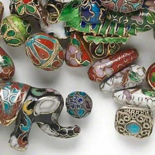 Beautiful Mix of 1/4 Pound pkg Cloisonne Charms and Beads
