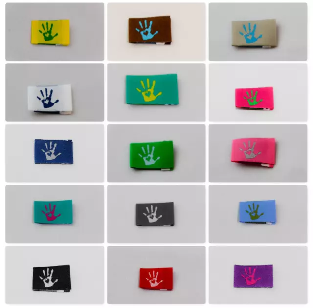 10 Handmade with Love Labels Webetiketten gefaltet zum einnähen in 15 Farben wäh