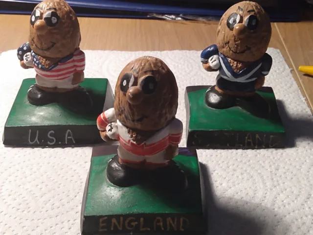 Three Rugby Nut Figures, England, Scotland & U.S.A