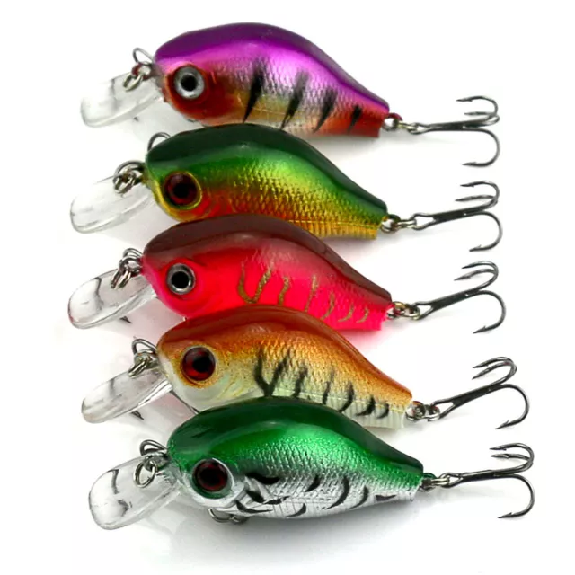 LOTE DE 5 piezas plástico Anzuelos pesca lubina Señuelo Crankbait abordar 5.5cm 2