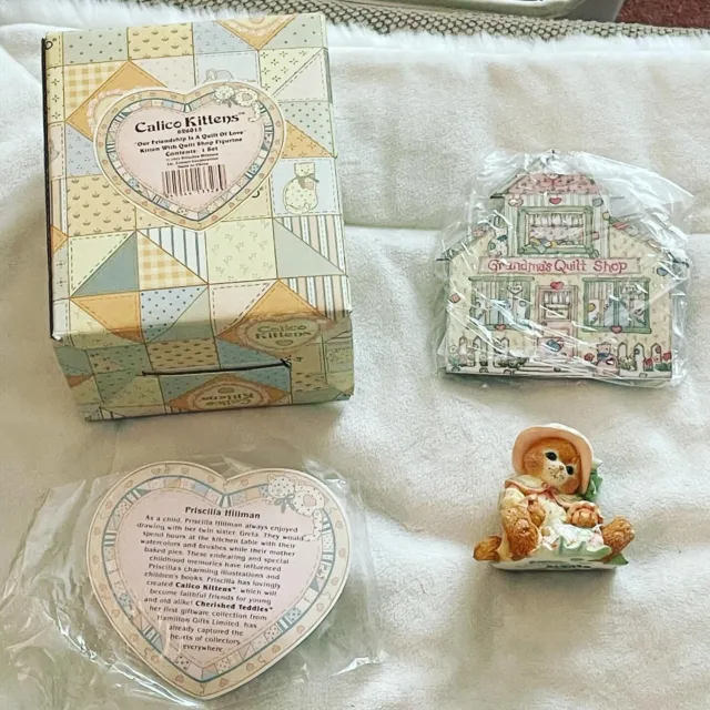 Enesco Calico Kittens 1993 Our Friendship Is a Quilt Of Love Figurine Hillman