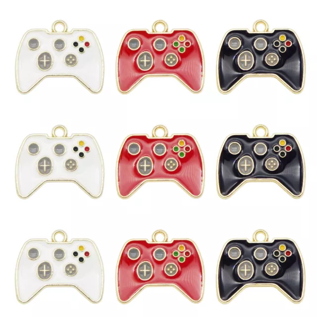 6 pcs Alloy Gamepad Charm Enamel Video Game Controller Pendant Crafts 19x16 mm