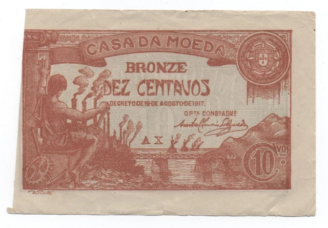 Portugal 10 Centavos 1917 Pick 96 Look Scans