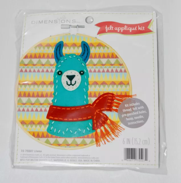 New Dimensions Colorful Llama 6 inch Round Felt Appliqué Kit