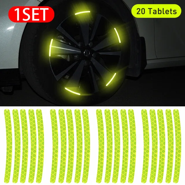 20 Car Wheel Hub Reflective Sticker Tire Rim Reflective Strips Luminous Sticker