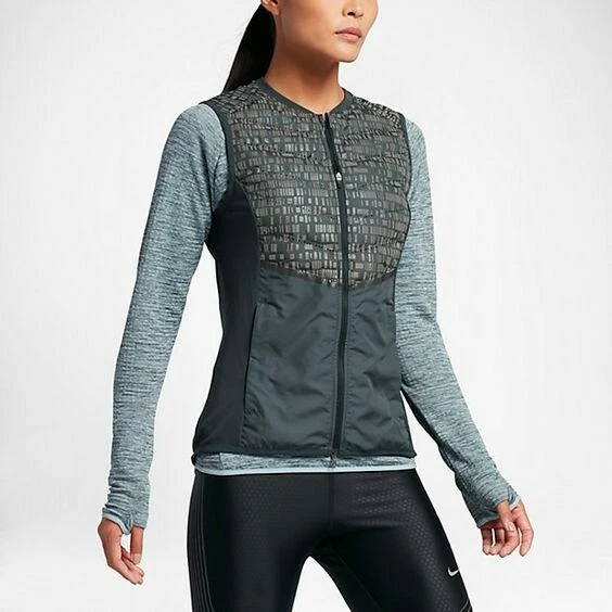 NIKE LADIES AEROFLOT running gilet size XL forest green khaki 54.99 PicClick UK