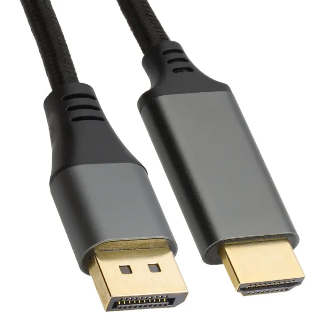 Pro Metal Displayport Macho Conector A HDMI Vídeo Cable Oro 4k 60hz Trenzado 2m