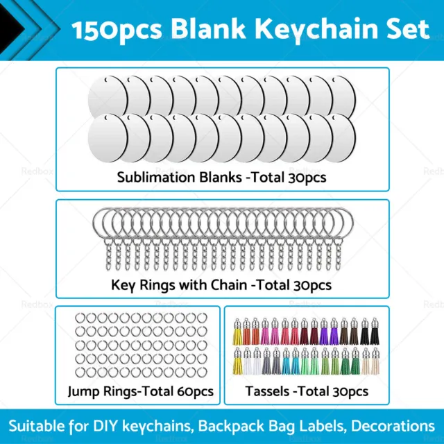 30PCS Sublimation Blanks Keychains Bulk Keychains Ornament Set