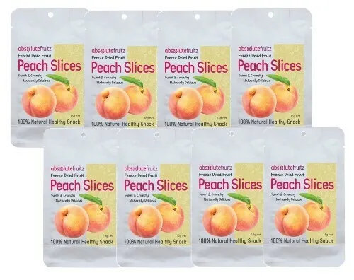 8 x AbsoluteFruitz Freeze Dried Peach Slices 18g -144g TOTAL Absolute Fruitz
