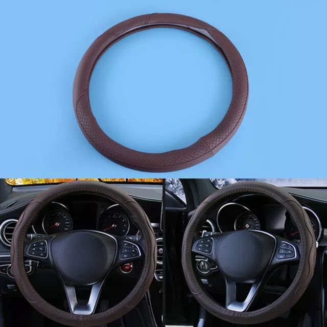 15" 38cm Universal Car Steering Wheel Cover PU Leather Grip Auto Accessory Decor