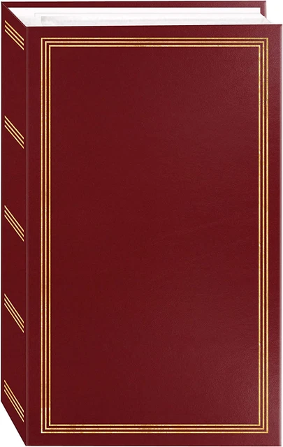 Photo Album Leather 3-Ring Pocket Burgundy Red 4" X 6"