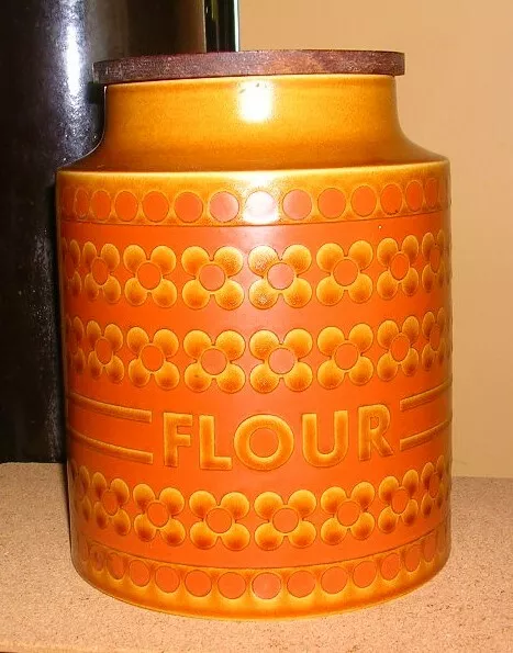Vintage Large Retro Hornsea Saffron Flour Canister