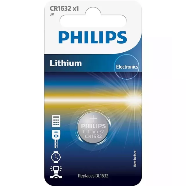 CR1632 3V Lithium Philips Button Battery Coin Cell DL1632 for Car Key Fob UK