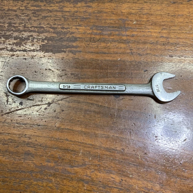 Llave combinada vintage Craftsman 7/16"".  Sin marca de serie. Bonito EE. UU. Early