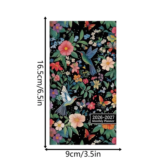 POCKET FLOWER CALENDAR 2026-2027 Date Monthly Yearly Planner, Schedule ...