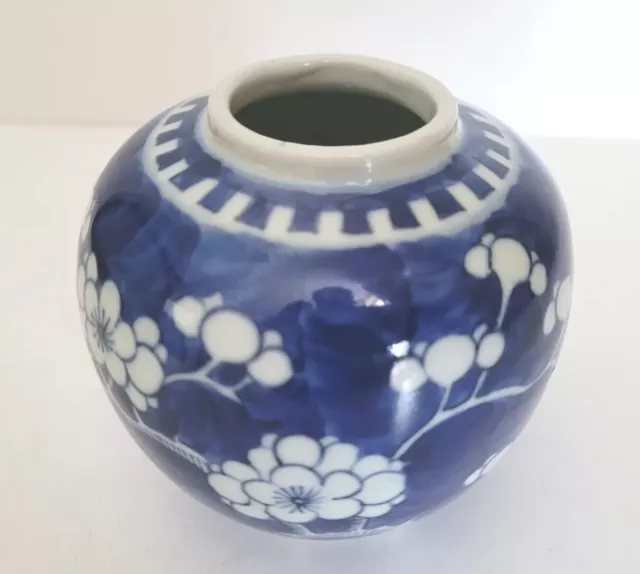 C19th CHINESE BLUE AND WHITE PRUNUS GINGER JAR - KANGXI MARK