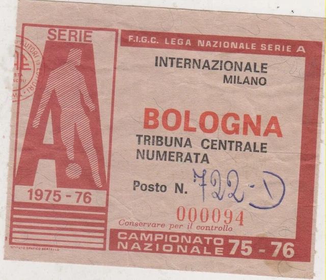 T) BIGLIETTO CALCIO football Inter Internazionale Milano 197576 EUR 3