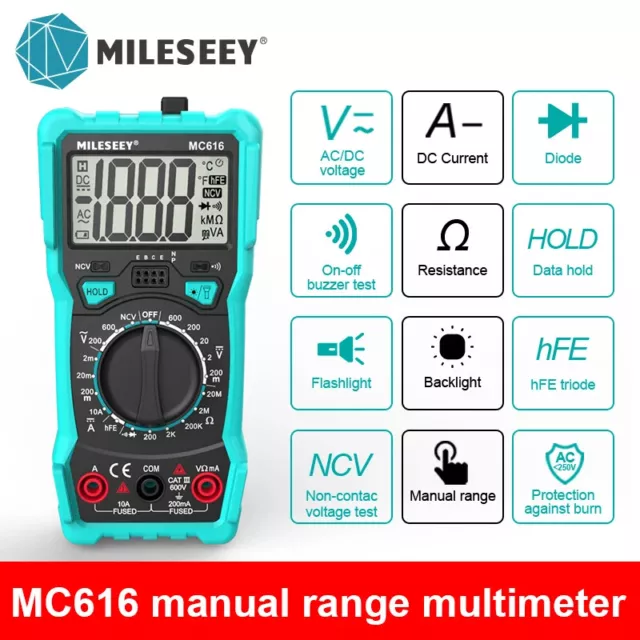 Multimètre Numérique Voltmètre Testeur Electrique écran LCD Universel Auto