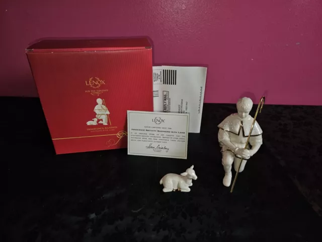 Lenox Innocence Nativity - Bone China Shepherd With Lamb 2 Piece Set & COA - MIB 2