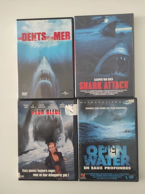 Pack 4 DVD  les dents de la mer & peur bleue & shark attack & open water