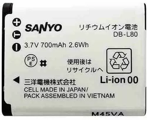 Original Sanyo Lithium-Ionen DB-L80 Akku für Sanyo Xacti