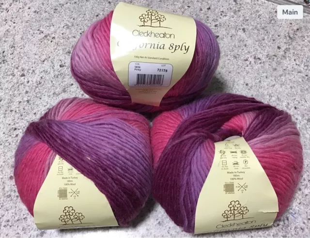 Cleckheaton - California- 3 X 100g Balls - 8 Ply