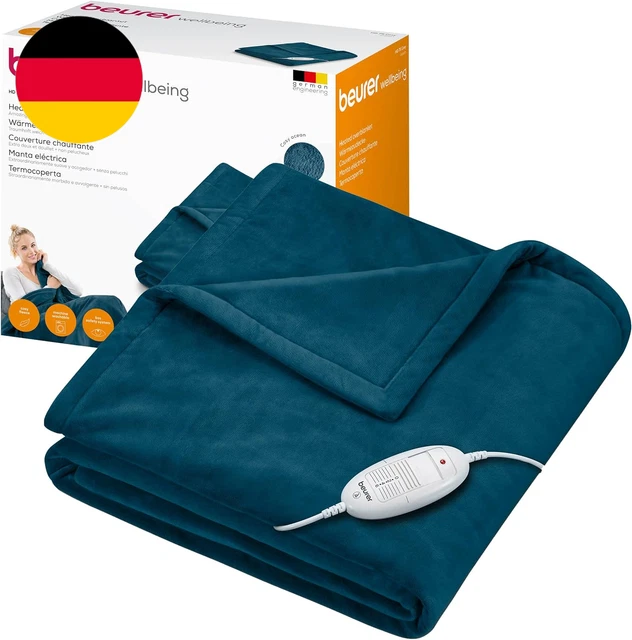 Beurer HD 75 Ocean Heizdecke, Kuschelig Weiche Wärmezudecke, 6 Temperaturstufen,