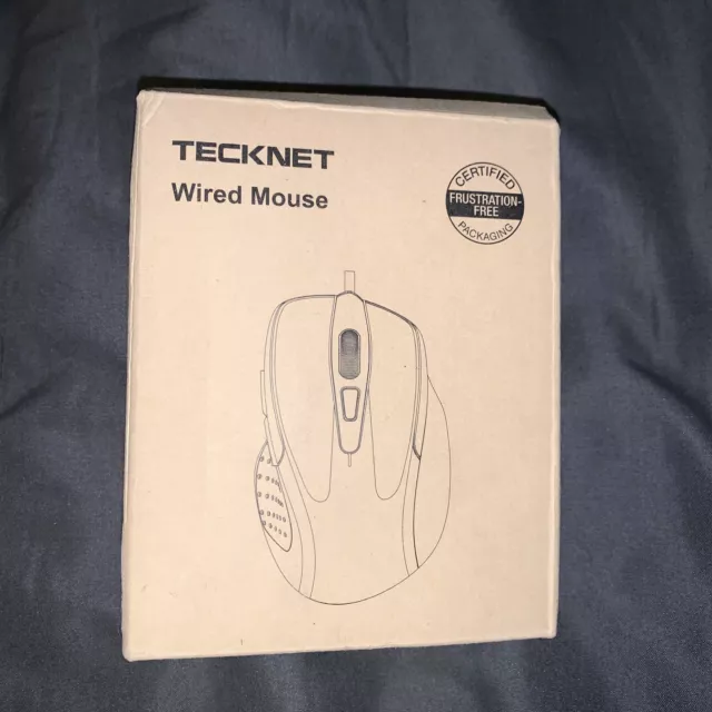 USB Wired Mouse, TECKNET 6-Button Corded Mouse with 2 Adjustable DPI, Optical Co