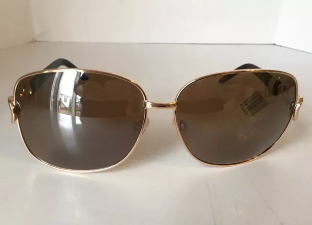 Steve Madden Women SUNGLASSES S5223P GLD Metal Frame Plastic Arms Polarized Logo