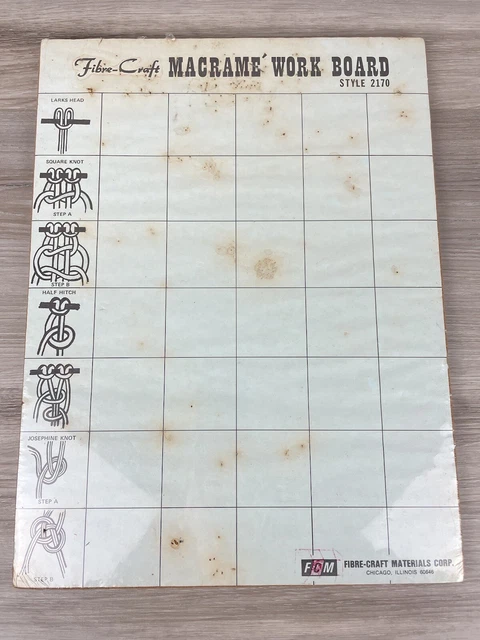 Vintage Fibrecraft Macrame Work Board 12 by 16 Size  #2170