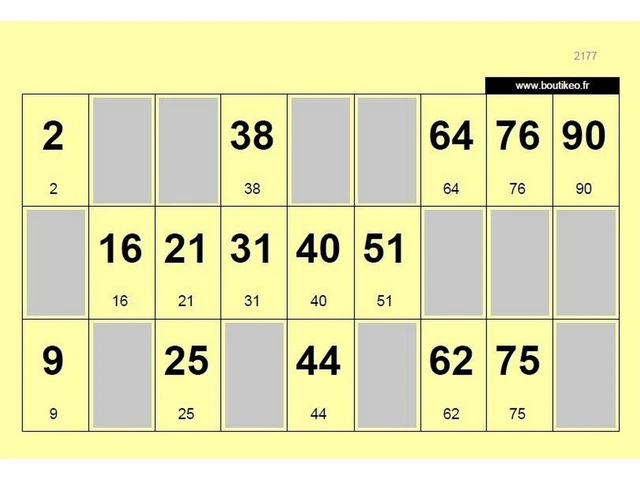 Lot de 500 cartons de loto en plaques Lot de 500 cartons de loto en plaques