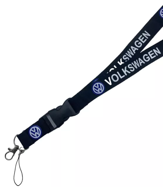 VW Volkswagen Lanyard NEW Black White Car Euro Key Holder ID Chain Clip