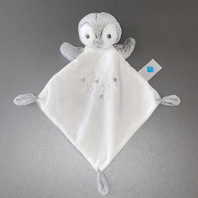 Doudou Plat pingouin gris blanc etoile  Tex Baby Carrefour - Mon doudou