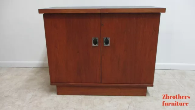 Mid Century Danish Modern Walnut Server Bar Cart Liquor Cabinet