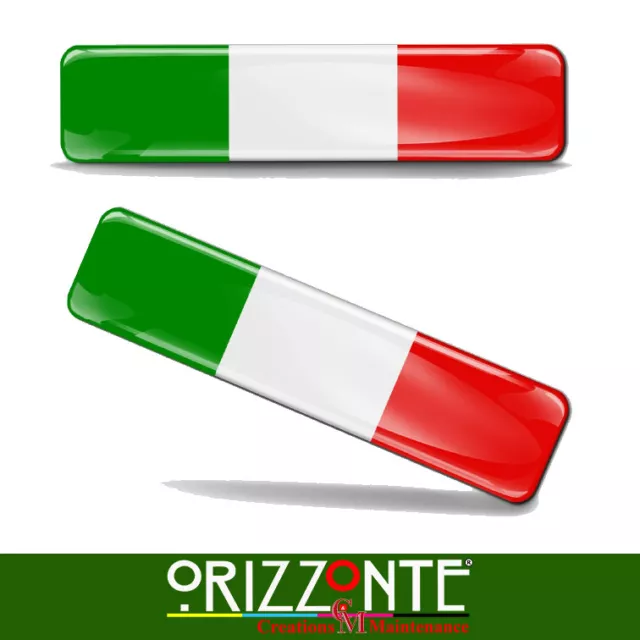 2 Adesivi Sticker 3D ITALY ITALIA FLAG BANDIERA AUTO MOTO resinati Adesivo R35