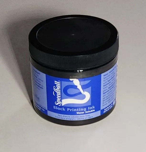 Tinta de impresión en bloque soluble en agua Speedball 1 lb negra 16 oz contenedor de cuerpo completo.