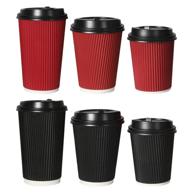 Disposable Coffee Cups With Lids 8OZ 12OZ 16OZ Thicken Paper Takeaway BPA Free