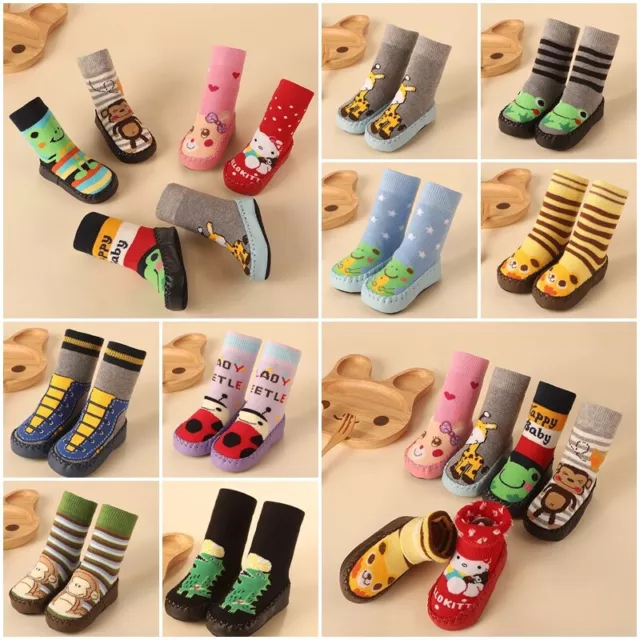 Cute Kid Baby Girl Boy Toddler Anti-slip Slippers Socks Cotton Shoes Winter Warm